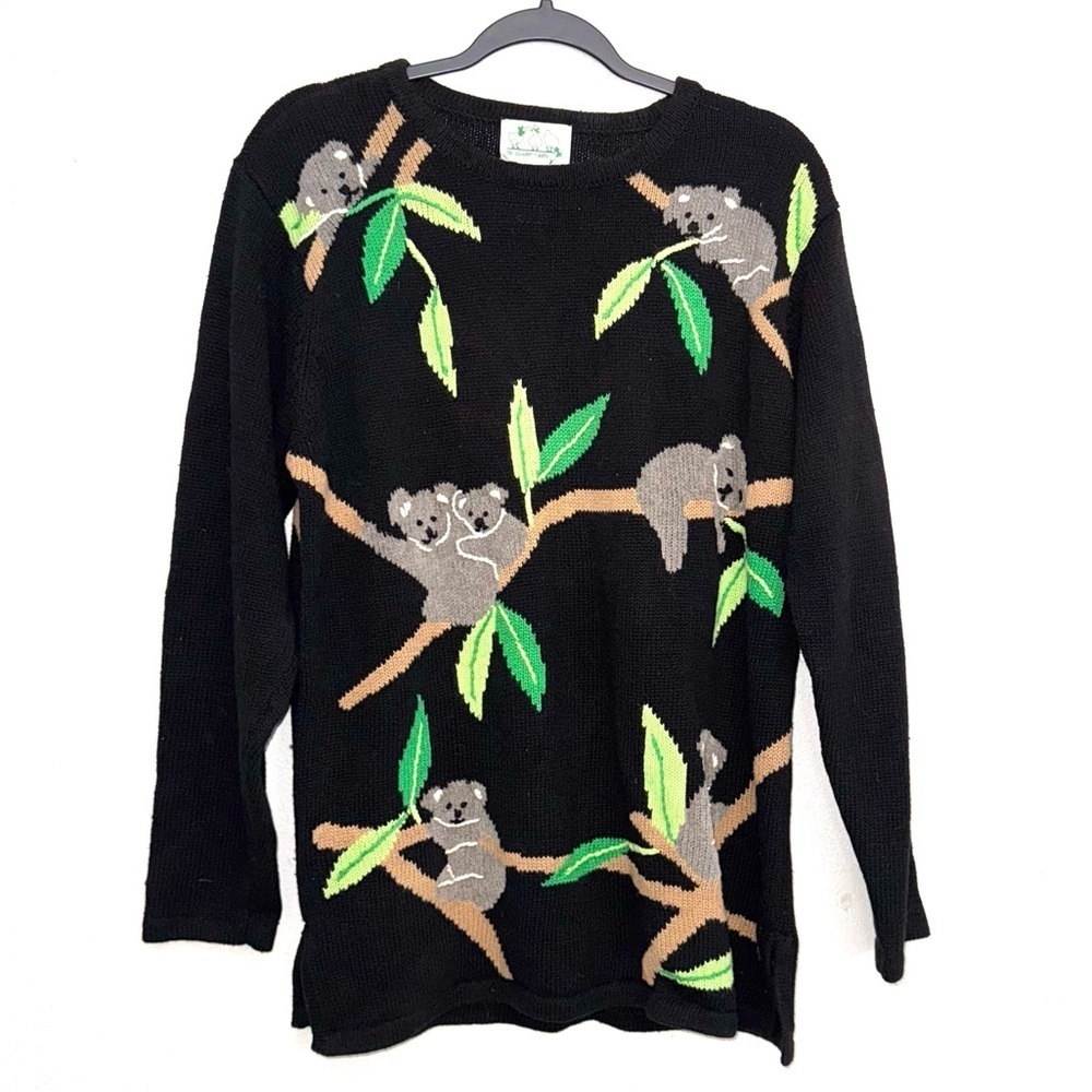 VINTAGE The Quacker Factory Knit Koala Crew Neck Sweater Size Medium